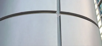 Close-up of curved architectural metal panels by Southeastern Architectural Systems
